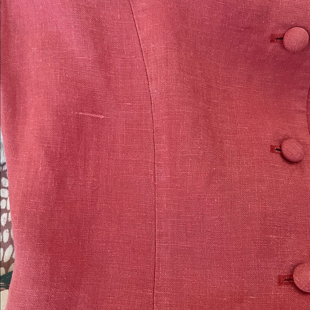 Vintage linen shell pink mid dress - Picture 7 of 9